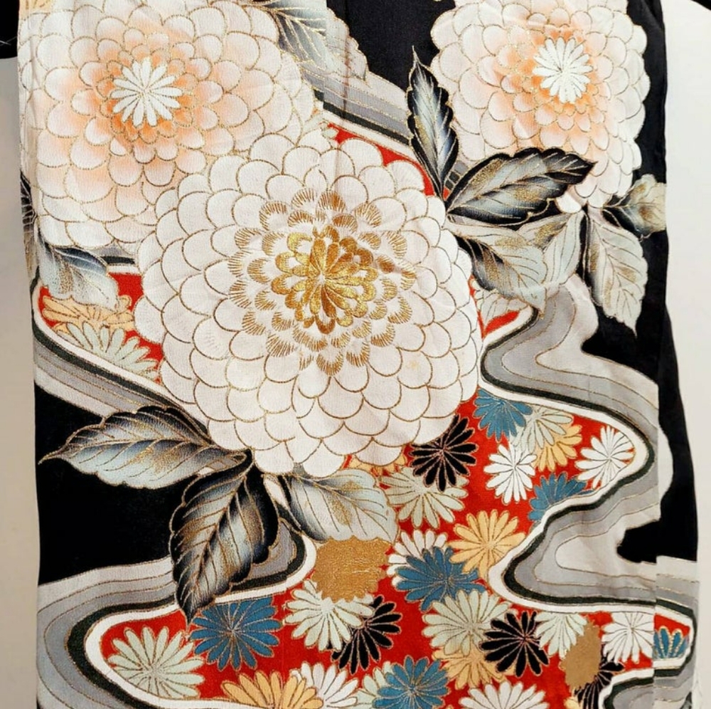 SOLD🦋 Vintag silk rayon Kimono Japanese robe - Picture 5 of 12